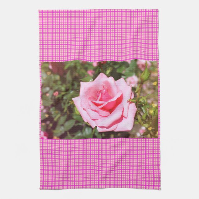 lovely pink rose flower with sweet  hearts towel (Vertical)