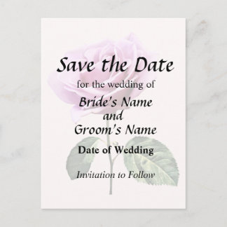 Lovely Pink Rose With Leaves Announcement Postcard