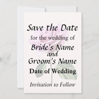 Lovely Pink Rose With Leaves Save The Date