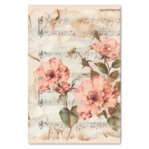 Lovely pink roses vintage style music sheet