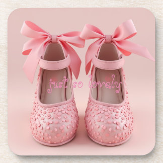 lovely pink shoes beverage coaster