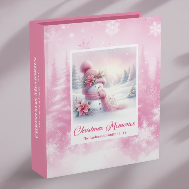 Lovely Pink Snowman Kids Gift Winter Forest Memory 3 Ring Binder (Lovely Pink Snowman Kids Gift Winter Forest Memory Album Binder

)