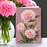Lovely Pink Spring Carnations Bouquet Birthday Card<br><div class="desc">Digital oil painting of three beautiful pink carnations on a salmon pink background. The verse inside the card can kept changed or deleted so you can hand write your own.</div>