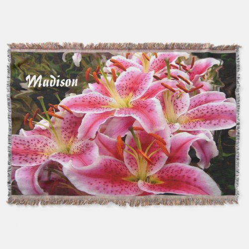 Lovely Pink Stargazer Lilies  Sherpa Blanket