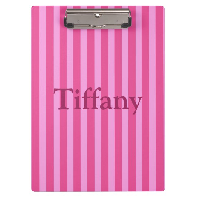 Lovely Pink Stripes Clipboard (Front)