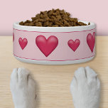 Lovely Pink Valentine's Day Hearts Bowl<br><div class="desc">Destei's illustration of pink hearts in two different sizes. The background color is light pink and the top and bottom have a pink border. This darling design is great for Valentine's Day time or for pet owners who want a pop of pink color in their space,  for example.</div>
