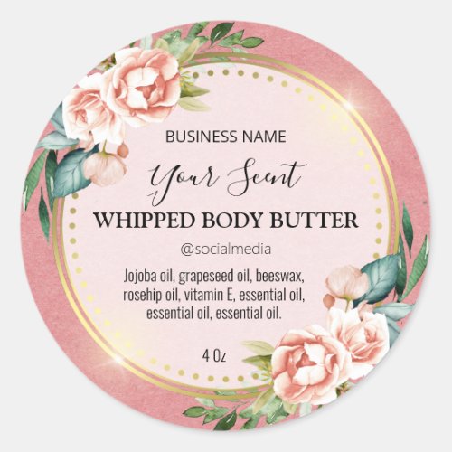 Lovely Pink Vintage Pastel Rose Body Butter Labels