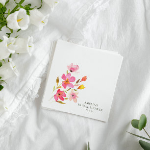 Lovely Pink Watercolor Floral Bridal Shower Napkins