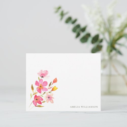 Lovely Pink Watercolor Floral Bridal Shower Thank You Card