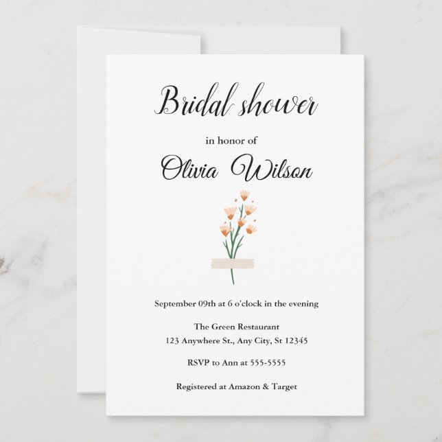  Lovely Pink Watercolor Wildflower Bridal Shower  Invitation (Front)