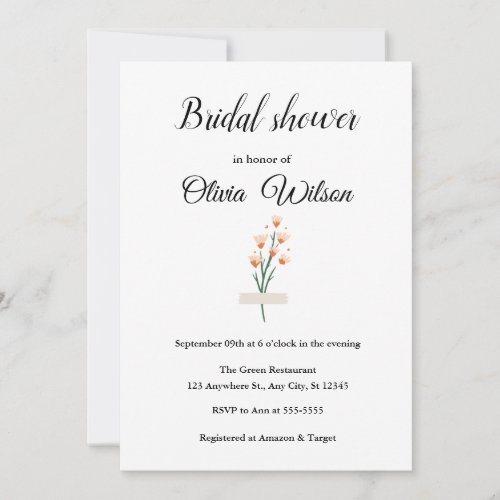  Lovely Pink Watercolor Wildflower Bridal Shower  Invitation