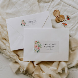 lovely pink & white blush blooms address label