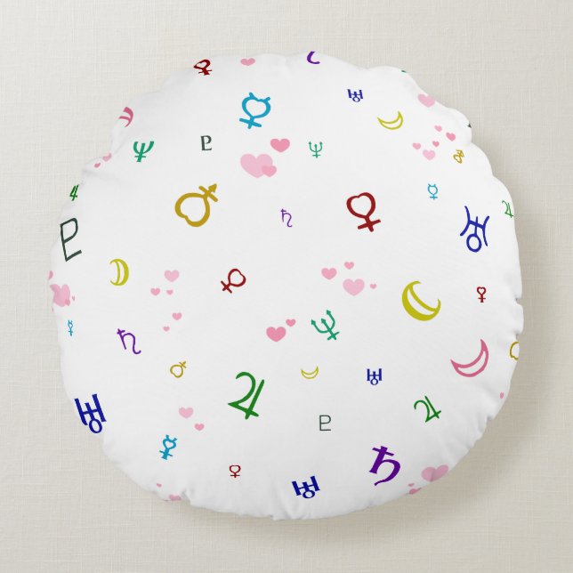 Lovely Planets Round Pillow (Front)