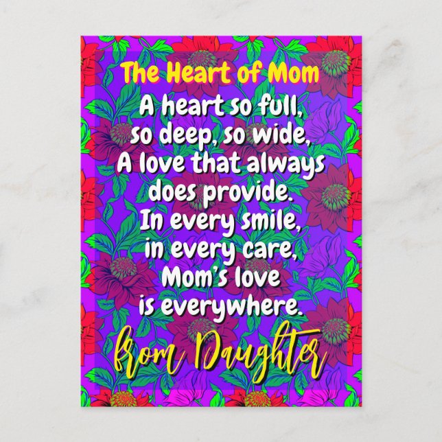 Lovely Poem for My Mom | Custom Floral Postcard (Front)