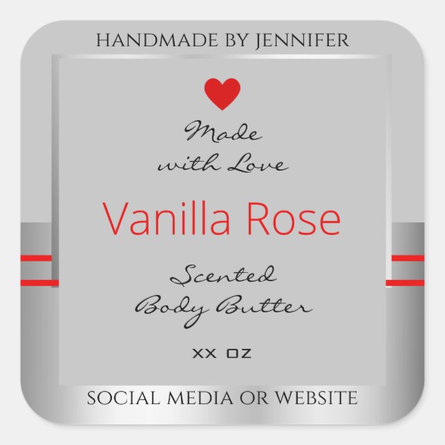 Lovely Product Packaging Labels Light Gray Silver (Front)