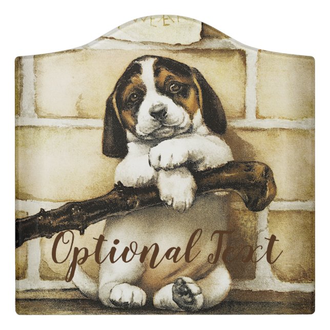 Lovely Puppy  Door Sign (Large Crest Front)