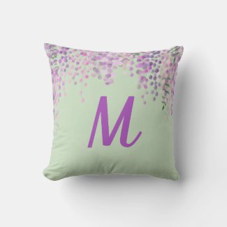 Lovely Purple Abstract Wisteria on Mint Green