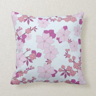 Lovely Purple and Peach Floral Throw Pillow