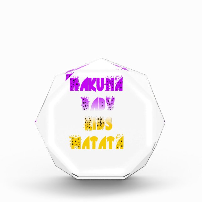 Lovely Purple and Yellow Hakuna Matata Baby Kids G Acrylic Award (Front)