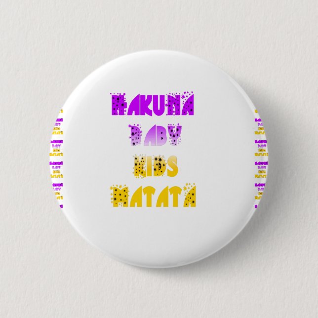 Lovely Purple and Yellow Hakuna Matata Baby Kids G Button (Front)