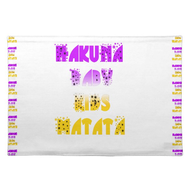 Lovely Purple and Yellow Hakuna Matata Baby Kids G Cloth Placemat (Front)