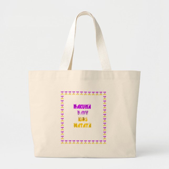 Lovely Purple and Yellow Hakuna Matata Baby Kids G Large Tote Bag (Front)