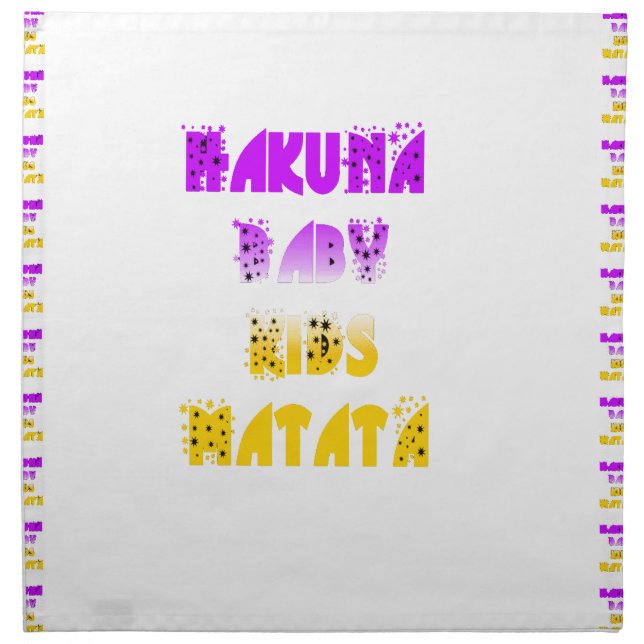 Lovely Purple and Yellow Hakuna Matata Baby Kids G Napkin (Front)