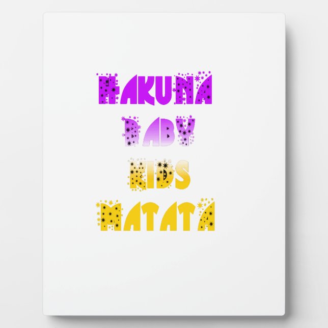 Lovely Purple and Yellow Hakuna Matata Baby Kids G Plaque (Front)