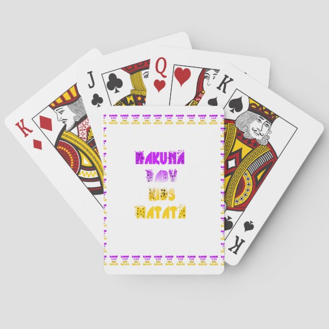 Lovely Purple and Yellow Hakuna Matata Baby Kids G Poker Cards (Back)
