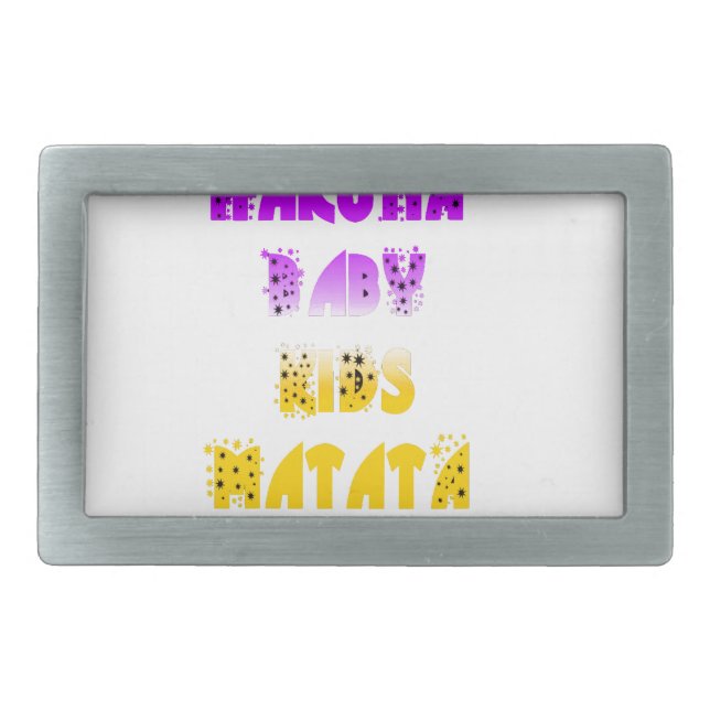 Lovely Purple and Yellow Hakuna Matata Baby Kids G Rectangular Belt Buckle (Front)