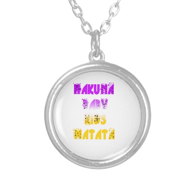 Lovely Purple and Yellow Hakuna Matata Baby Kids G Silver Plated Necklace (Front)