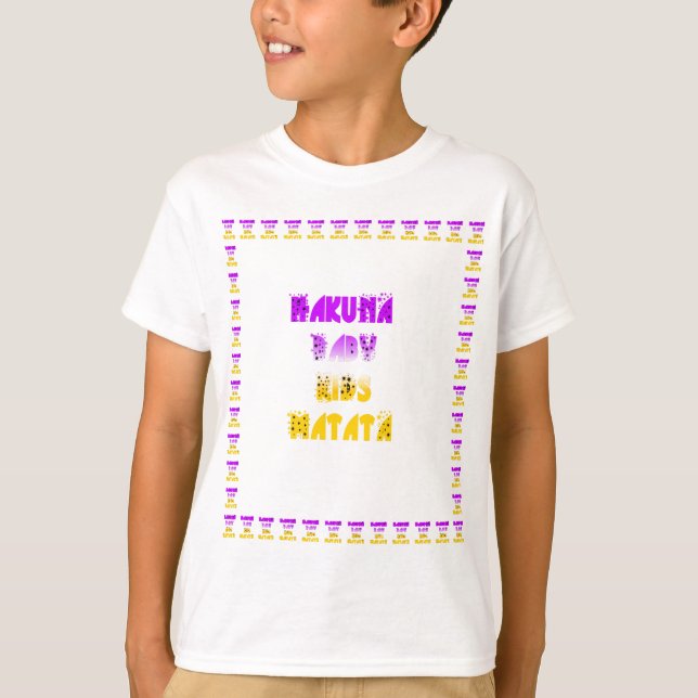 Lovely Purple and Yellow Hakuna Matata Baby Kids G T-Shirt (Front)