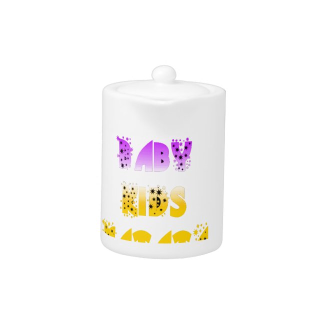 Lovely Purple and Yellow Hakuna Matata Baby Kids G Teapot (Front)