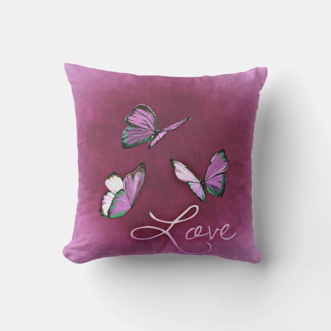 lovely Purple Butterflies Valentine's Day Pillow (Front)