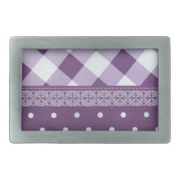 Lovely Purple checkered Damask Seamless Pattern Belt Buckle