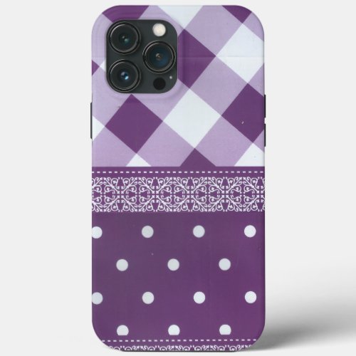 Lovely Purple checkered Damask Seamless Pattern iPhone 13 Pro Max Case