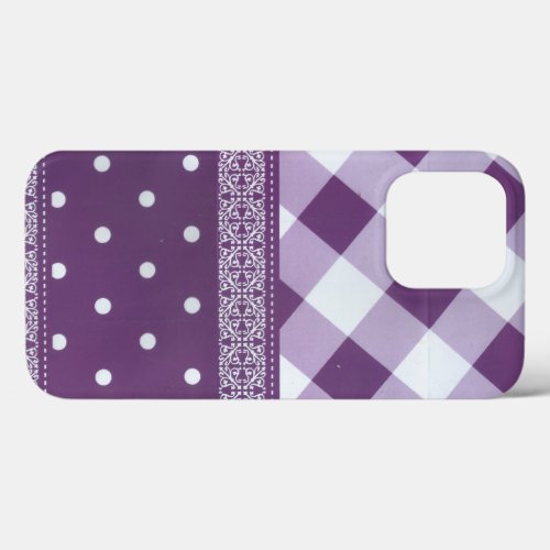 Lovely Purple checkered Damask Seamless Pattern iPhone 13 Pro Case