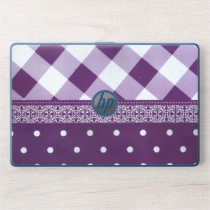 Lovely Purple checkered Damask Seamless Pattern  HP Laptop Skin