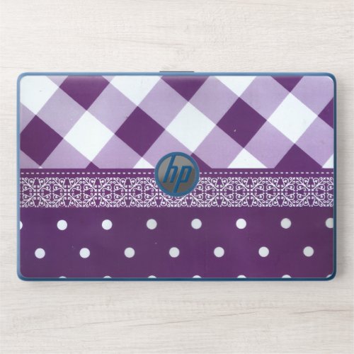 Lovely Purple checkered Damask Seamless Pattern  HP Laptop Skin
