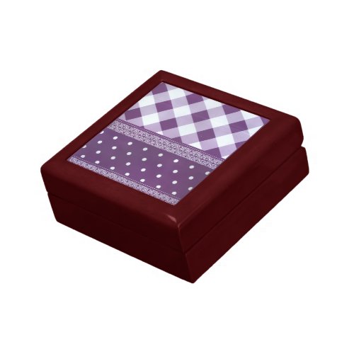 Lovely Purple checkered Damask Seamless Pattern Jewelry Box