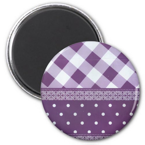 Lovely Purple checkered Damask Seamless Pattern Magnet