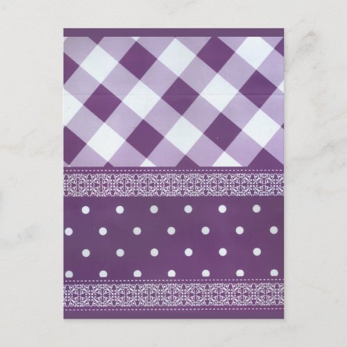 Lovely Purple checkered Damask Seamless Pattern Postcard