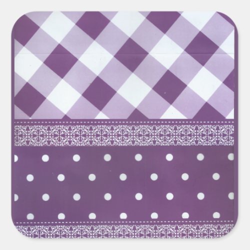 Lovely Purple checkered Damask Seamless Pattern Square Sticker