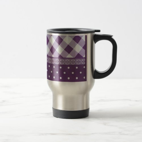 Lovely Purple checkered Damask Seamless Pattern Travel Mug