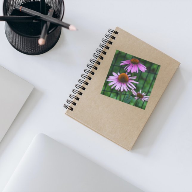 Lovely Purple Coneflowers Floral Square Sticker (In Situ Notebook)