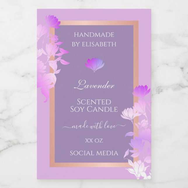 Lovely Purple Floral Product Packaging Labels & (Single Label)