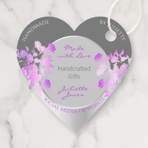Lovely Purple Floral Product Supplies Silver Gray Favor Tags