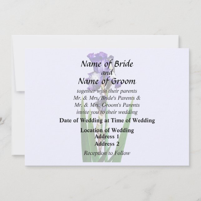 Lovely Purple Iris Invitation (Front)