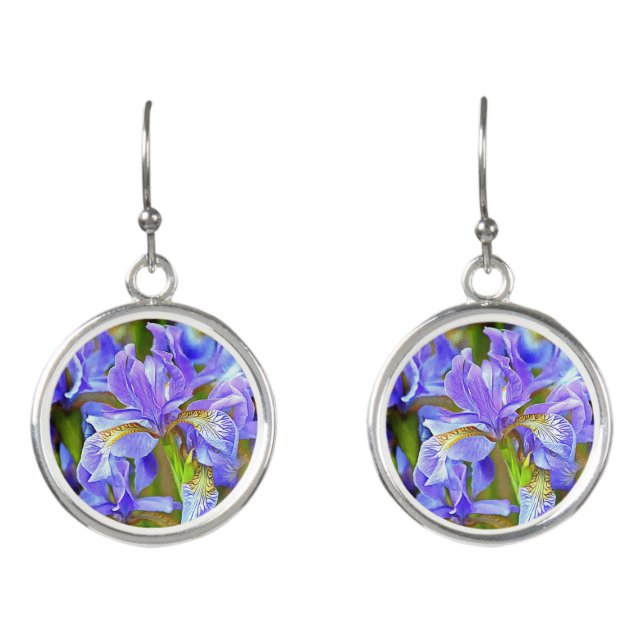Lovely Purple Irises in May Earrings (Front)