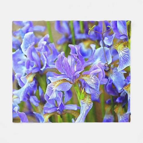 Lovely Purple Irises in May Fleece Blanket